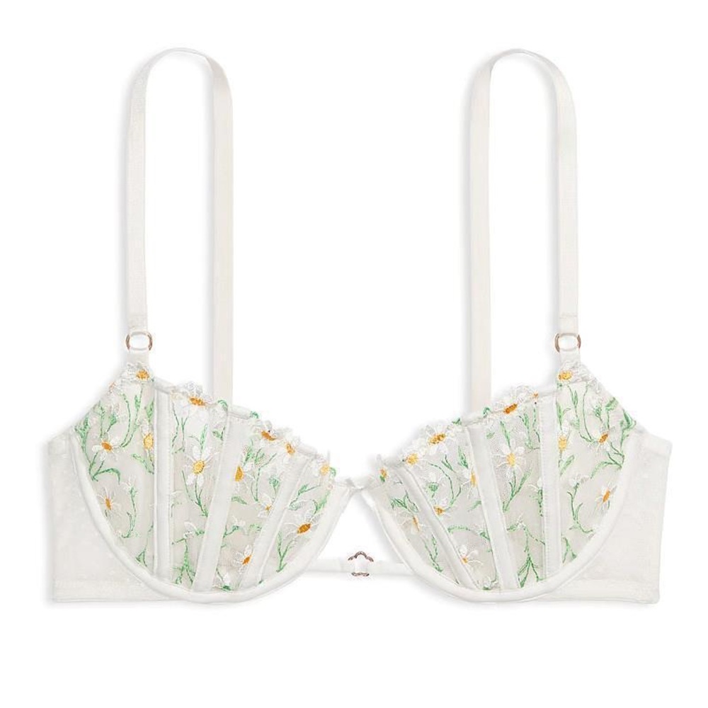 Victoria's Secret White Underwire Bra with Floral Embroidery